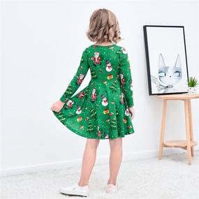 img 2 attached to 🎄 MODAFANS Girls Christmas Dress | Kids Long Sleeve Tie Dye Casual Twirl Swing Party Dresses with Pockets | Ages 4-11T