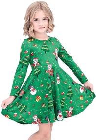 img 4 attached to 🎄 MODAFANS Girls Christmas Dress | Kids Long Sleeve Tie Dye Casual Twirl Swing Party Dresses with Pockets | Ages 4-11T