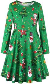 img 3 attached to 🎄 MODAFANS Girls Christmas Dress | Kids Long Sleeve Tie Dye Casual Twirl Swing Party Dresses with Pockets | Ages 4-11T