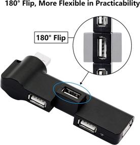 img 1 attached to 🔌 RIIEYOCA 180 Degree Rotating USB 2.0 Hub Extender, 4 Port USB Hub Power Adapter, USB Extender 90 Degree / 180 Degree Rotation for PC, Laptop, Keyboard, Mouse, Hard Drives, and Other USB 2.0 Adapters (Black)