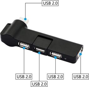 img 3 attached to 🔌 RIIEYOCA 180 Degree Rotating USB 2.0 Hub Extender, 4 Port USB Hub Power Adapter, USB Extender 90 Degree / 180 Degree Rotation for PC, Laptop, Keyboard, Mouse, Hard Drives, and Other USB 2.0 Adapters (Black)