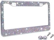 multicolor bling rhinestone license plate frames for women - rust-proof metal license plate cover for feminine car accessories logo