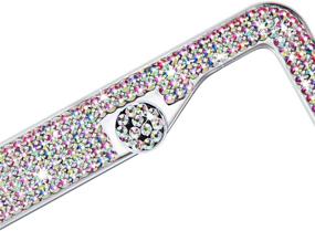 img 3 attached to Multicolor Bling Rhinestone License Plate Frames for Women - Rust-Proof Metal License Plate Cover for Feminine Car Accessories