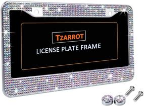 img 1 attached to Multicolor Bling Rhinestone License Plate Frames for Women - Rust-Proof Metal License Plate Cover for Feminine Car Accessories