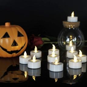 img 2 attached to 24-Pack Battery-Operated Flameless Tea Lights: Realistic LED Flickering Votive Candles for Seasonal Celebrations and Holiday Gifts - Long-Lasting Warm White Lamp