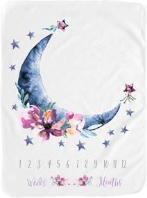 img 2 attached to 🌙 BUTTZO Baby Moon Monthly Milestone Blanket | Gender-Neutral Large Baby Blanket for Newborn Photography | Premium Fleece Monthly Baby Blanket | Ideal Shower Gifts (Moon Design, 40 X 50 inches)