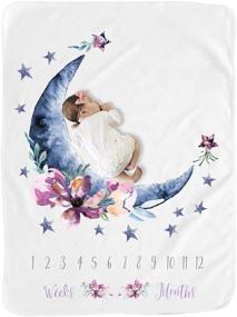 img 3 attached to 🌙 BUTTZO Baby Moon Monthly Milestone Blanket | Gender-Neutral Large Baby Blanket for Newborn Photography | Premium Fleece Monthly Baby Blanket | Ideal Shower Gifts (Moon Design, 40 X 50 inches)