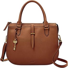 img 3 attached to Fashionable Fossil Women's Ryder Leather Satchel Purse Handbag - A Perfect Blend of Style and Functionality