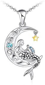 img 4 attached to 🌙 Sianilvera 925 Silver Necklace: Sea Mermaid Crescent Moon Pendant, Ideal Birthday & Christmas Jewelry Gifts for Girls and Women