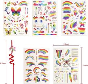 img 2 attached to 🌈 Rainbow Straws for Kids' Birthday Party Favors - Fun Straws for Boys and Girls, Goodie Bags, Gift Bags - Bday Party Supplies with 20pcs Straws and 5 Sheet Temporary Tattoos