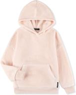 👧 alwaysone girls oversized sherpa sweatshirt with pocket - soft fluffy coat, fuzzy fleece hoodie for 3-12 years logo