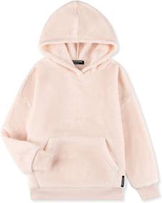 img 4 attached to 👧 ALWAYSONE Girls Oversized Sherpa Sweatshirt with Pocket - Soft Fluffy Coat, Fuzzy Fleece Hoodie for 3-12 Years