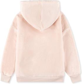 img 3 attached to 👧 ALWAYSONE Girls Oversized Sherpa Sweatshirt with Pocket - Soft Fluffy Coat, Fuzzy Fleece Hoodie for 3-12 Years