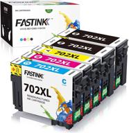 многоразовые чернильные картриджи high-yield fastink для epson 702xl 702 xl t702 t702xl: совместимые с принтерами workforce pro wf-3720 wf-3730 wf-3733 - 5 наборов (1 черный, 1 голубой, 1 пурпурный, 1 желтый) логотип