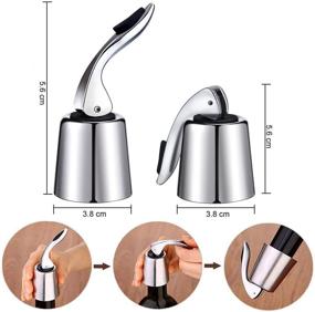 img 2 attached to 🍾 KONGDY Wine Bottle Stopper Set of 3 - Stainless Steel, Reusable Wine Saver Vacuum Bottle Sealer Plug - Expanding Beverage Stopper for Wine and Champagne - Preserves Freshness - 1.6 x 3.7 inches (Silver)