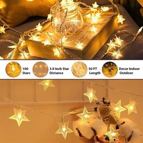img 1 attached to ✨ Star String Lights: 50 FT 100 LED Fairy Lights with Remote Control - Waterproof, 8 Modes, Indoor & Outdoor, Wedding, Christmas, New Year Decoration, Warm White