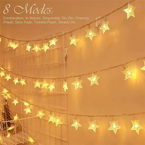 img 3 attached to ✨ Star String Lights: 50 FT 100 LED Fairy Lights with Remote Control - Waterproof, 8 Modes, Indoor & Outdoor, Wedding, Christmas, New Year Decoration, Warm White