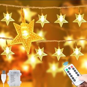 img 4 attached to ✨ Star String Lights: 50 FT 100 LED Fairy Lights with Remote Control - Waterproof, 8 Modes, Indoor & Outdoor, Wedding, Christmas, New Year Decoration, Warm White