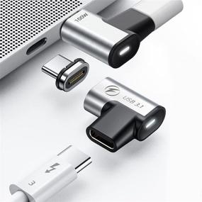 img 4 attached to Магнитный адаптер USB C (2 шт.) - Магнитный адаптер USB C с 24 контактами, передача данных USB 3.1 10 Гбит/с, видео 4K 60 Гц, зарядка PD 100 Вт - Совместим с MacBook Pro/Air и ноутбуками с USB-C