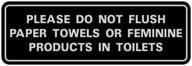 🚽 effective bathroom aid: avoid clogging toilets - 'do not flush paper towels or feminine products' door/wall sign - black/silver - medium logo