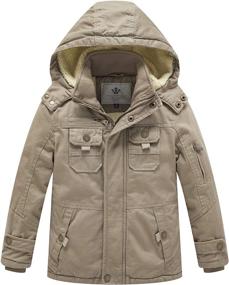 img 4 attached to WenVen Hooded Sherpa 🧥 Cotton Jacket for Boys' Clothing