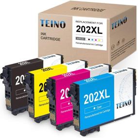 img 4 attached to 🖨️ TEINO Remanufactured Ink Cartridge 202XL 4-Pack for Epson Workforce WF-2860 & Expression Home XP-5100 - Black, Cyan, Magenta, Yellow Compatible Cartridges