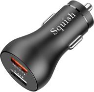 quick charge 3.0 car charger, squish 5.4a 30w dual usb port aluminum alloy fast car charger for iphone xr/xs/x, samsung galaxy s10/s10+ s9/s9+, lg g6 / v30 and more, ul listed logo