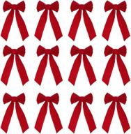 12-pack red velvet bows, 16" x 9", 5-loop christmas bows by joyin logo