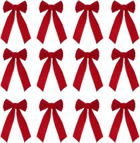 img 2 attached to 12-Pack Red Velvet Bows, 16" x 9", 5-Loop Christmas Bows by JOYIN