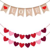 ❤️ valentine's day felt heart garland banner - diy red heart and burlap decoration for home, wedding, classroom, party - valentine's day decorations, free logo