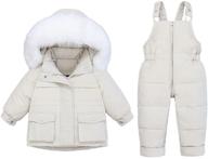 👶 jeleuon baby girls 2-piece winter down jacket set with hooded fur trim snowsuit and snow ski bib pants for warmth and style logo