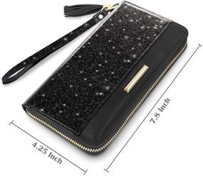 img 1 attached to Stylish Women's Wallet: PU Leather Card Holder Clutch with Tassel Wristlet Strap