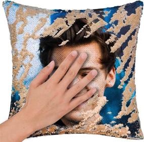 img 1 attached to 🌟 Nalosun Harry Sequin Pillowcase - Funny Harry Gifts with Decorative Throw Pillowcase - Harry Birthday Pillow Cover - Funny Pillow Case in Champagne Gold (1)