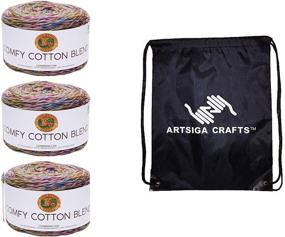 img 3 attached to 🧶 Lion Brand Comfy Cotton Blend Stained Glass Yarn Pack (756-704) - 3-Skein Factory Bundle, Same Dye Lot, with Artsiga Crafts Project Bag