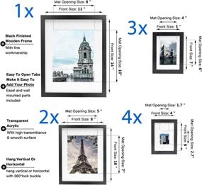 img 2 attached to 🖼️ 10 Pack Wood Picture Frames Collage Set - Wall Decor/Tabletop Gallery Frame Set with Mat - 11x14/8x10/5x7/4x6 - Black