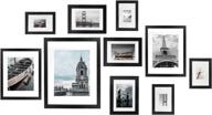 🖼️ 10 pack wood picture frames collage set - wall decor/tabletop gallery frame set with mat - 11x14/8x10/5x7/4x6 - black логотип