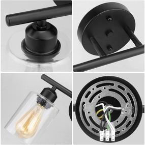 img 1 attached to 💡 Black Wall Sconce Lighting Fixture for Bathroom Vanity - Vintage 2-Light Wall Lamp with Clear Glass Shade