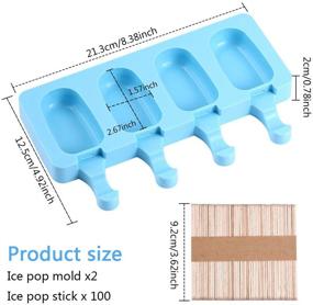 img 1 attached to 🍦 Silicone Popsicle Cakesicle Mold Tray - 2x4 Food Grade BPA Free Ice Pop Molds, Reusable Cake Pop Shape - Oval Ice Cream Mould & Easy Frozen Treat Maker Set for Kids and Adults