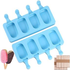 img 4 attached to 🍦 Silicone Popsicle Cakesicle Mold Tray - 2x4 Food Grade BPA Free Ice Pop Molds, Reusable Cake Pop Shape - Oval Ice Cream Mould & Easy Frozen Treat Maker Set for Kids and Adults