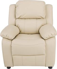 img 3 attached to 🪑 Amazon Basics Faux Leather Kids/Youth Recliner with Armrest Storage - Beige - Ideal for Children Ages 3 and Up
