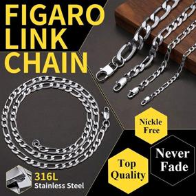 img 1 attached to ChainsHouse Figaro Chain Necklace Stainless Steel/18K Gold Plated - Wide Range of Sizes 18"-30" - Versatile Gift Box Included
