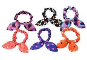 img 1 attached to 🎀 CINRA Cute Girls Hair Ties - Pack of 10 Rabbit Ear Hair Tie Bands, Random Colors, Ideal Holiday Gift for Women