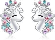 🦄 hypoallergenic crown unicorn earrings – ideal birthday & christmas jewelry gift for girls, daughter, granddaughter, niece logo