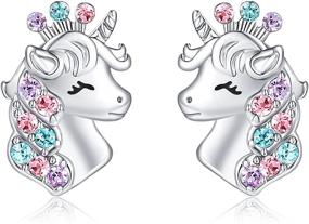 img 4 attached to 🦄 Hypoallergenic Crown Unicorn Earrings – Ideal Birthday & Christmas Jewelry Gift for Girls, Daughter, Granddaughter, Niece