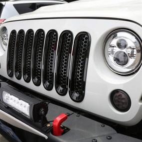 img 3 attached to Hooke Road Black JK Grill Inserts: Enhance Front Grille with Mesh Cover Guard for Jeep JK Wrangler 2007-2015