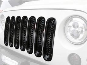img 4 attached to Hooke Road Black JK Grill Inserts: Enhance Front Grille with Mesh Cover Guard for Jeep JK Wrangler 2007-2015