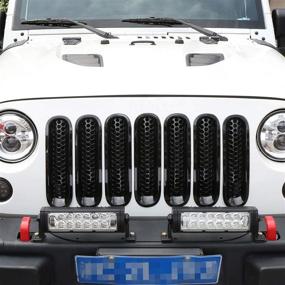 img 2 attached to Вставки для решетки Hooke Road Black JK: улучшают переднюю решетку с защитной сеткой для Jeep JK Wrangler 2007-2015