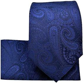img 1 attached to 👔 BQ Paisley Necktie Set 1212 D: Elegant Navy Men's Accessories with Classic Paisley Design