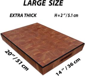 img 3 attached to 🔪 Premium 20x14x2 Large End Grain Butcher Block Cutting Board for Kitchen - Non-Slip Solid Hardwood Wooden Chopping Block with Handle - Heavy-Duty & Durable Cherry Chop Board