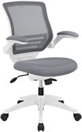 😊 modway edge mesh office chair: gray with white base & flip-up arms - ideal for computer desks logo